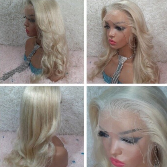 Realistic Human Hair Wig  Light Blonde Large Cap 13x4 Lace Front 18 In main image 6